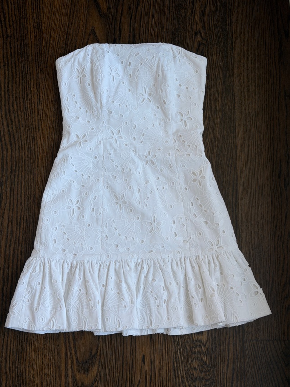 Lilly Pulitzer White Eyelet Strapless Dress Size 00 Summer Resort Bridal